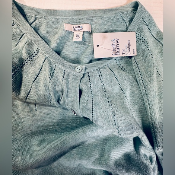 Croft & Barrow Women’s Turquoise Long Sleeve Cardigan Lightweight Size PXL NWT - Picture 6 of 10